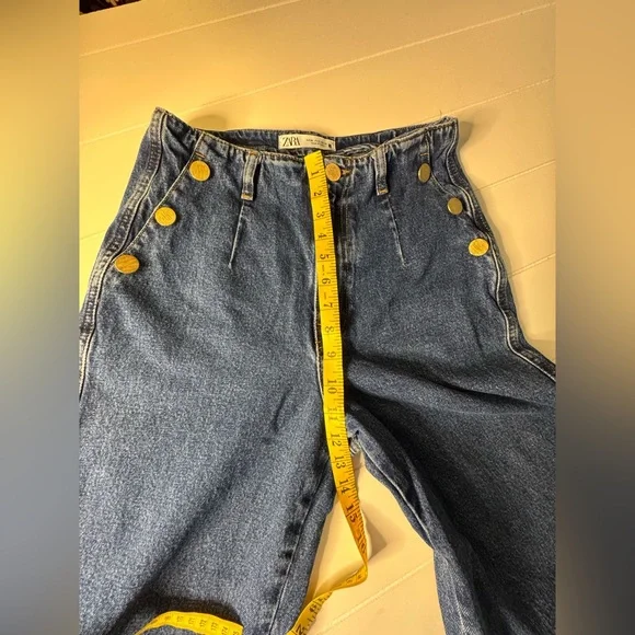 Zara Sailor Denim Jeans US 6 Wide Leg High Waist EUC - Picture 7 of 13